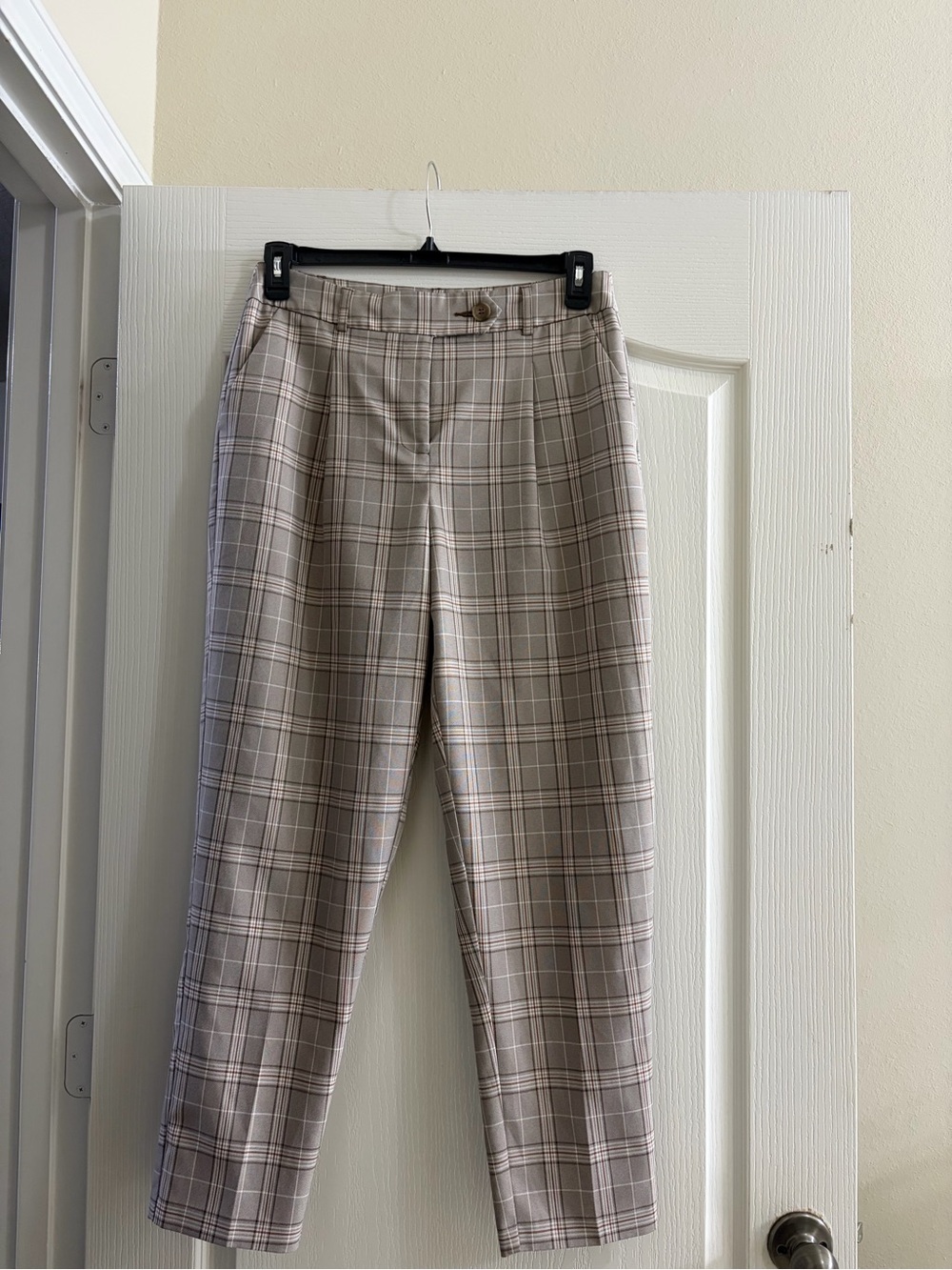Cato Beige Plaid Women's Trousers